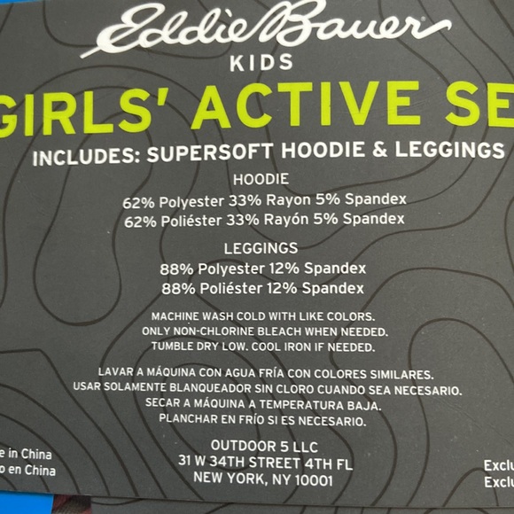 NWT Eddie Bauer girls active set hoodie leggings L 14/16 - Picture 5 of 5